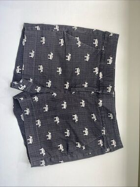 LOFT Dark Grey Elephant-Print Flat-Front Shorts